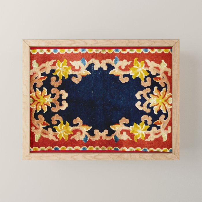 Antique Tibetan Saddle Rug Print Mini Art Print Gallery Image 1