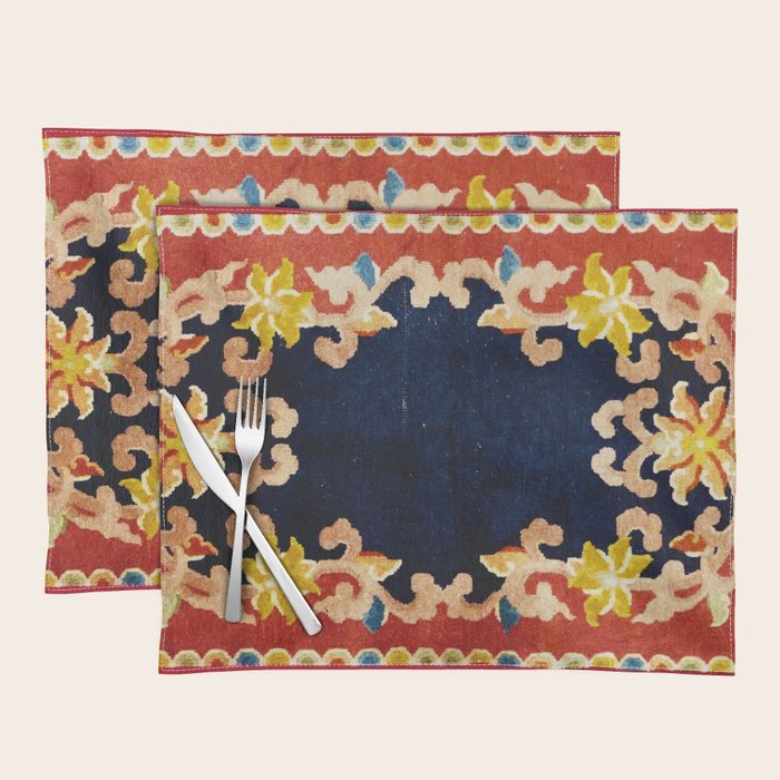 Antique Tibetan Saddle Rug Print Placemat Gallery Image 1