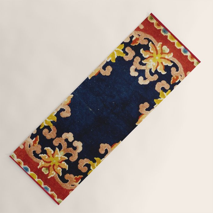 Antique Tibetan Saddle Rug Print Yoga Mat Gallery Image 1