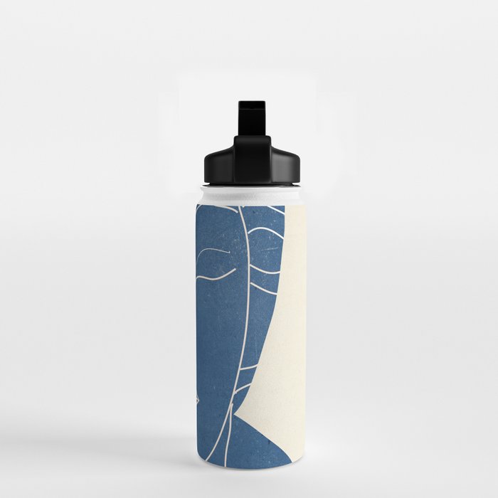 Lady Portrait Minimal Line Art 3 Blue Water Bottle Gallery Image 2