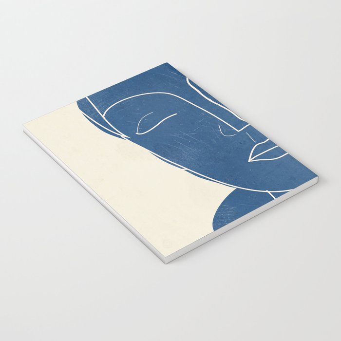 Lady Portrait Minimal Line Art 3 Blue Notebook Gallery Image 3