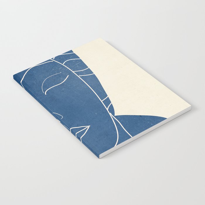 Lady Portrait Minimal Line Art 3 Blue Notebook Gallery Image 1