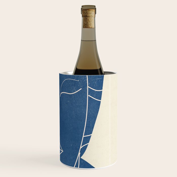 Lady Portrait Minimal Line Art 3 Blue Wine Chiller Gallery Image 3