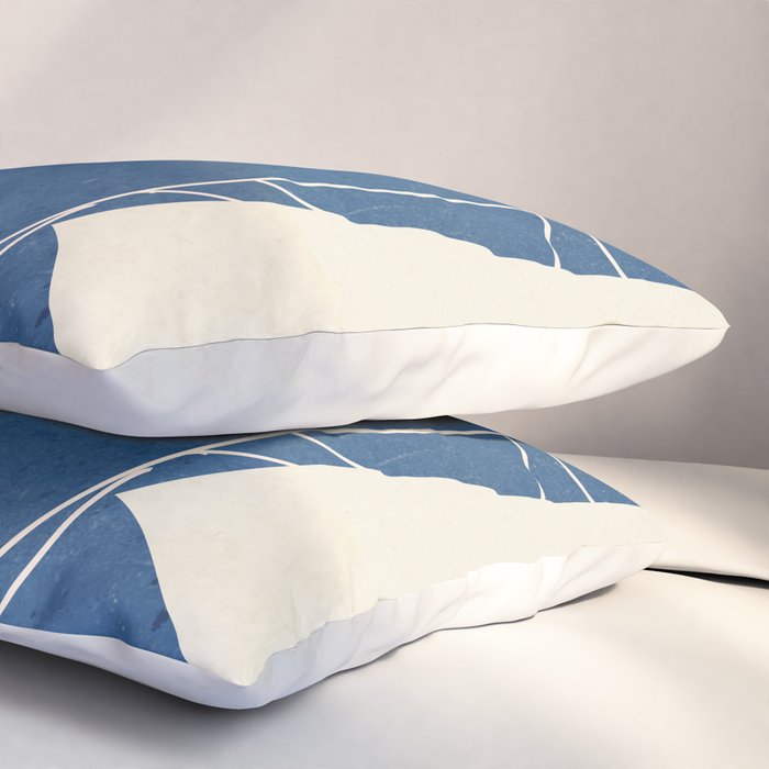 Lady Portrait Minimal Line Art 3 Blue Pillow Sham Gallery Image 3