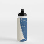 Lady Portrait Minimal Line Art 3 Blue Water Bottle Gallery Image 3