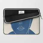 Lady Portrait Minimal Line Art 3 Blue Laptop Sleeve Gallery Image 2