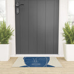 Lady Portrait Minimal Line Art 3 Blue Welcome Mat Gallery Image 3