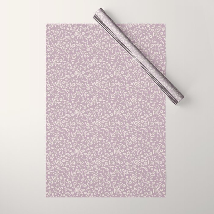 Lavender Boho Ditsy Toile Floral Wrapping Paper Gallery Image 1