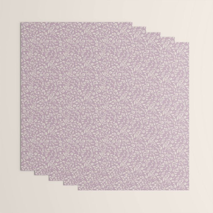 Lavender Boho Ditsy Toile Floral Wrapping Paper Gallery Image 3