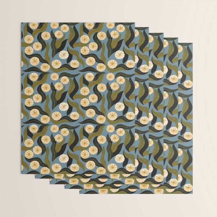 Blue Floral Wrapping Paper Gallery Image 3