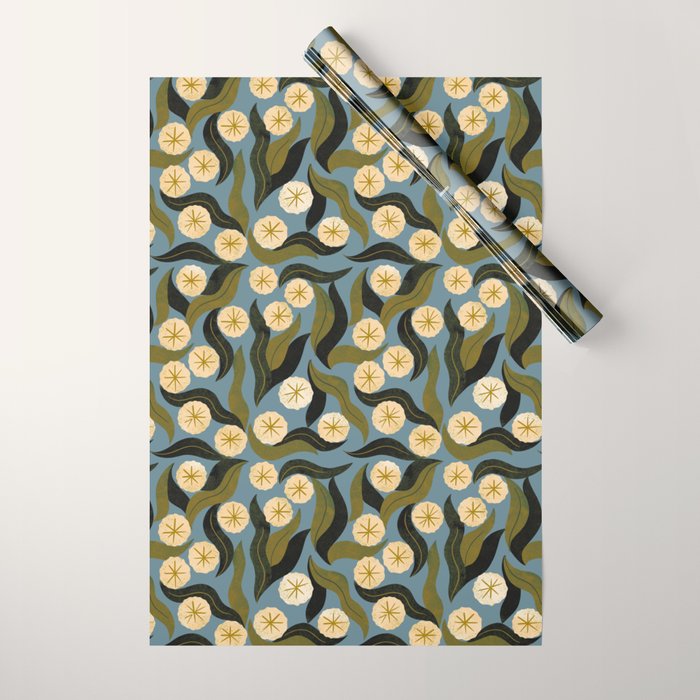 Blue Floral Wrapping Paper Gallery Image 1