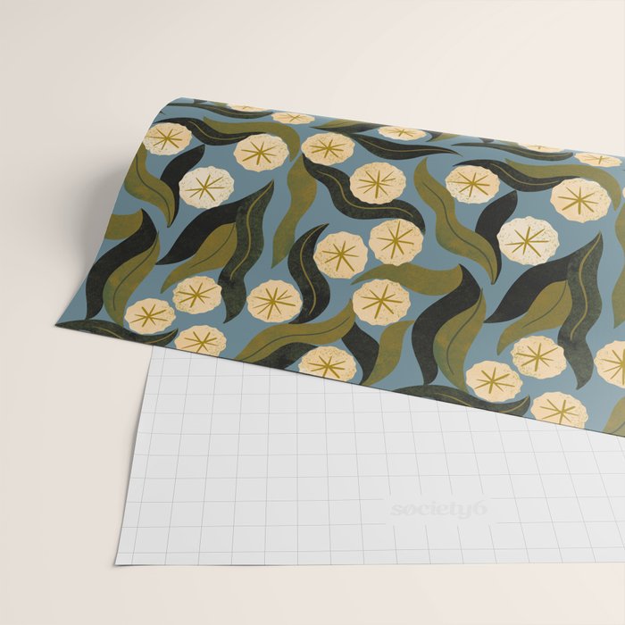 Blue Floral Wrapping Paper Gallery Image 2