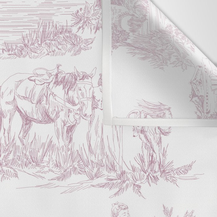 Toile de Jouy French Vintage Rose Lilac Blush & White Wall Tapestry Gallery Image 3