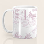 Toile de Jouy French Vintage Rose Lilac Blush & White Coffee Mug Gallery Image 3