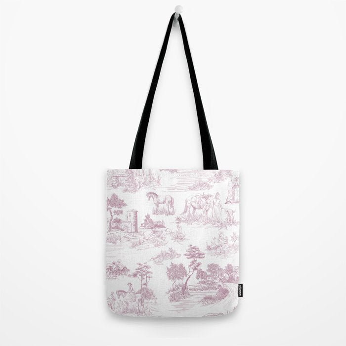 Toile de Jouy French Vintage Rose Lilac Blush & White Tote Bag Gallery Image 2