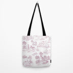 Toile de Jouy French Vintage Rose Lilac Blush & White Tote Bag Gallery Image 2