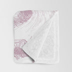 Toile de Jouy French Vintage Rose Lilac Blush & White Throw Blanket Gallery Image 3
