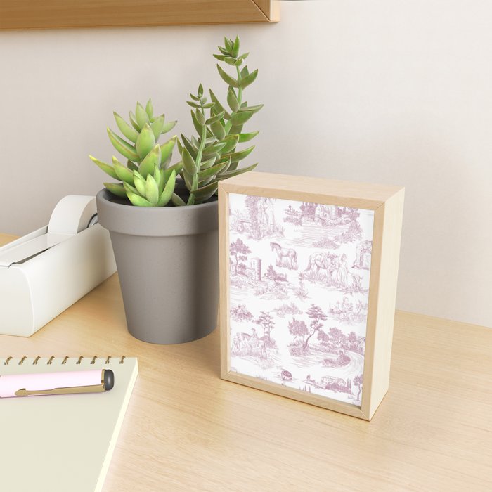 Toile de Jouy French Vintage Rose Lilac Blush & White Mini Art Print Gallery Image 2