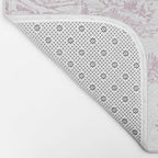 Toile de Jouy French Vintage Rose Lilac Blush & White Bath Mat Gallery Image 2