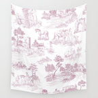 Toile de Jouy French Vintage Rose Lilac Blush & White Wall Tapestry Gallery Image 4