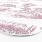 Toile de Jouy French Vintage Rose Lilac Blush & White Bath Mat Gallery Image 3