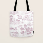 Toile de Jouy French Vintage Rose Lilac Blush & White Tote Bag Gallery Image 1