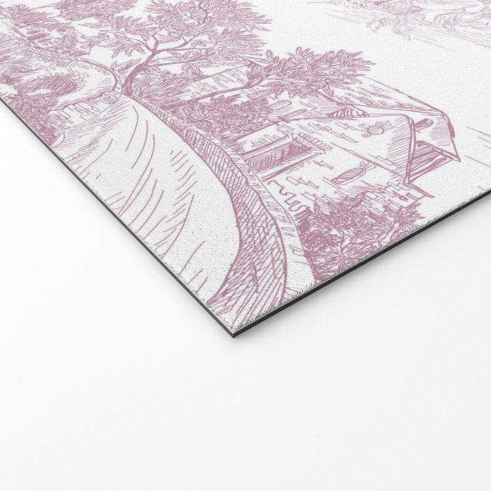 Toile de Jouy French Vintage Rose Lilac Blush & White Welcome Mat Gallery Image 2