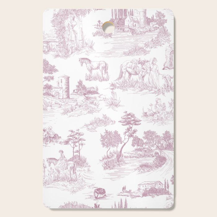Toile de Jouy French Vintage Rose Lilac Blush & White Cutting Board Gallery Image 1