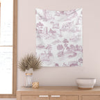 Toile de Jouy French Vintage Rose Lilac Blush & White Wall Tapestry Gallery Image 2