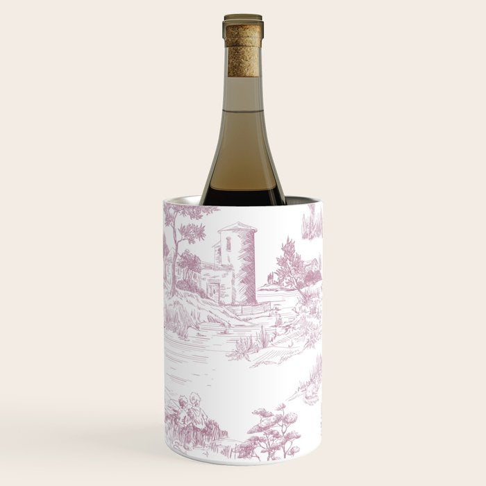 Toile de Jouy French Vintage Rose Lilac Blush & White Wine Chiller Gallery Image 2