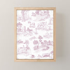 Toile de Jouy French Vintage Rose Lilac Blush & White Mini Art Print Gallery Image 1