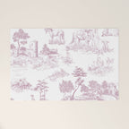 Toile de Jouy French Vintage Rose Lilac Blush & White Welcome Mat Gallery Image 1