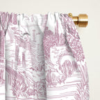 Toile de Jouy French Vintage Rose Lilac Blush & White Window Curtain Gallery Image 2