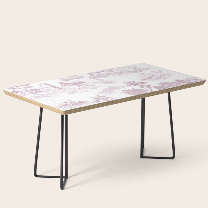 Toile de Jouy French Vintage Rose Lilac Blush & White Coffee Table Gallery Image 1