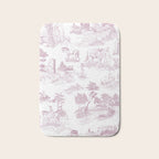 Toile de Jouy French Vintage Rose Lilac Blush & White Bath Mat Gallery Image 1