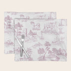 Toile de Jouy French Vintage Rose Lilac Blush & White Placemat Gallery Image 1