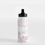 Toile de Jouy French Vintage Rose Lilac Blush & White Water Bottle Gallery Image 2