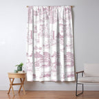 Toile de Jouy French Vintage Rose Lilac Blush & White Window Curtain Gallery Image 5