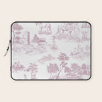Toile de Jouy French Vintage Rose Lilac Blush & White Laptop Sleeve Gallery Image 1