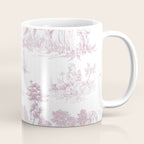 Toile de Jouy French Vintage Rose Lilac Blush & White Coffee Mug Gallery Image 1