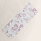 Toile de Jouy French Vintage Rose Lilac Blush & White Yoga Mat Gallery Image 1