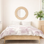 Toile de Jouy French Vintage Rose Lilac Blush & White Duvet Cover Gallery Image 3