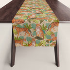 Jungle Tigers In Sand Brown Table Runner Gallery Image 1