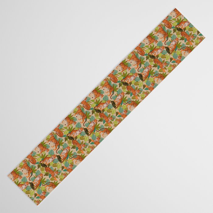 Jungle Tigers In Sand Brown Table Runner Gallery Image 3