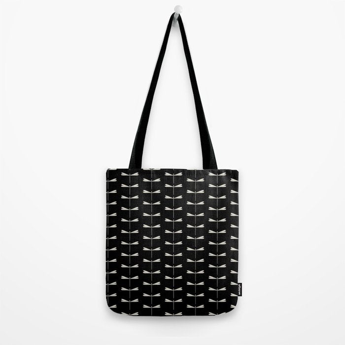 Dragonfly Pattern VII Black Tote Bag Gallery Image 2