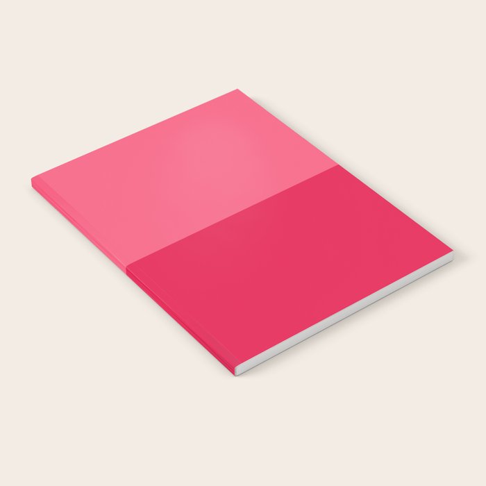 Simple Minimalist Color Block Design in Bold Bright Red and Pink Rose, Minimal Scandinavian Stripes Notebook Gallery Image 1