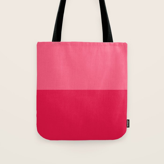 Simple Minimalist Color Block Design in Bold Bright Red and Pink Rose, Minimal Scandinavian Stripes Tote Bag Gallery Image 1
