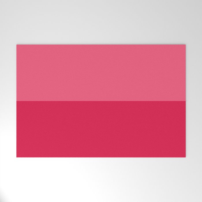 Simple Minimalist Color Block Design in Bold Bright Red and Pink Rose, Minimal Scandinavian Stripes Welcome Mat Gallery Image 1