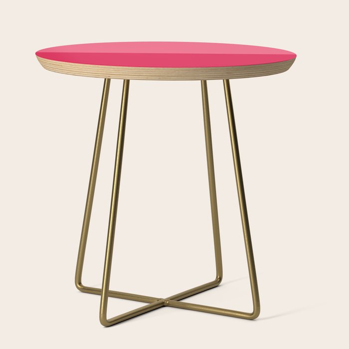 Simple Minimalist Color Block Design in Bold Bright Red and Pink Rose, Minimal Scandinavian Stripes Side Table Gallery Image 1