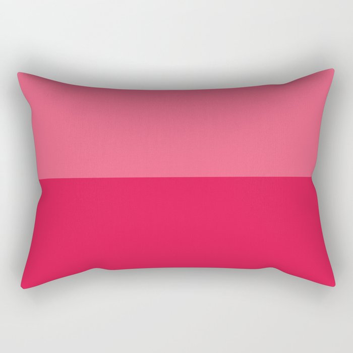 Simple Minimalist Color Block Design in Bold Bright Red and Pink Rose, Minimal Scandinavian Stripes Rectangular Pillow Gallery Image 2